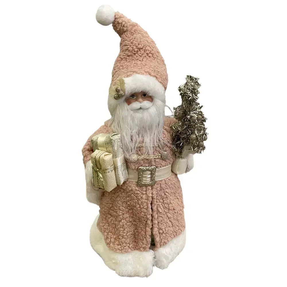 Christmas Santa Figurine 18in Pink Gold and Silver 34th & Pine Holiday Decor New